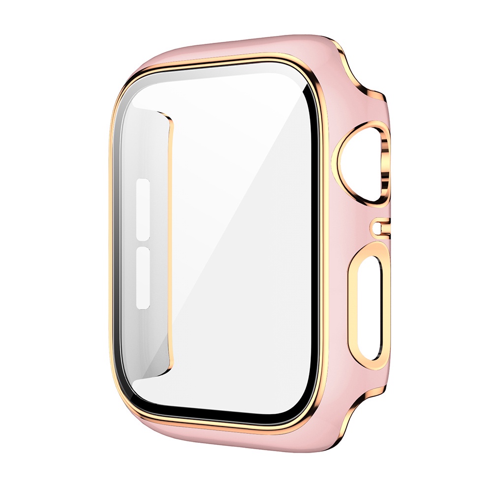 Instock Ultra Tipis Hard PC Tempered Glass Pelindung Layar Frame Shell Untuk Apple Watch Series 7se 6se 54 3 electroplating anti Gores Case Cover iwatch 38mm 40mm 42m SE SE