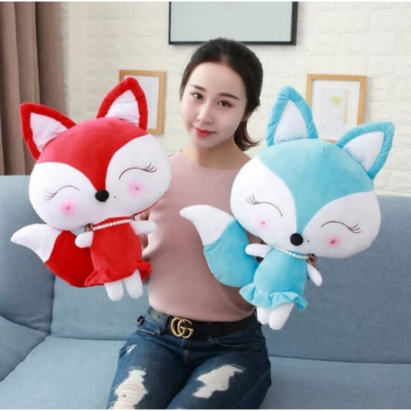 Boneka Cute Merah dan Biru Little Fox Boneka Fox Di 30Cm Hewan Kawaii plush Toy Boneka Bayi Kid's Hadiah Mini Mainan Mewah