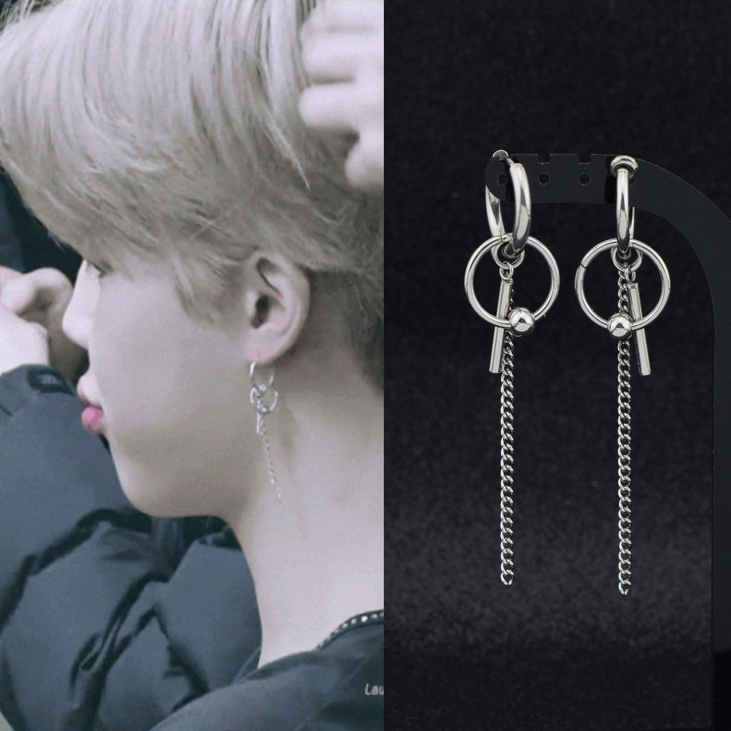 Anting Rantai Panjang Bts Park Jimin Ring Keren Niche Unik Harajuku Influencer Ear Clips