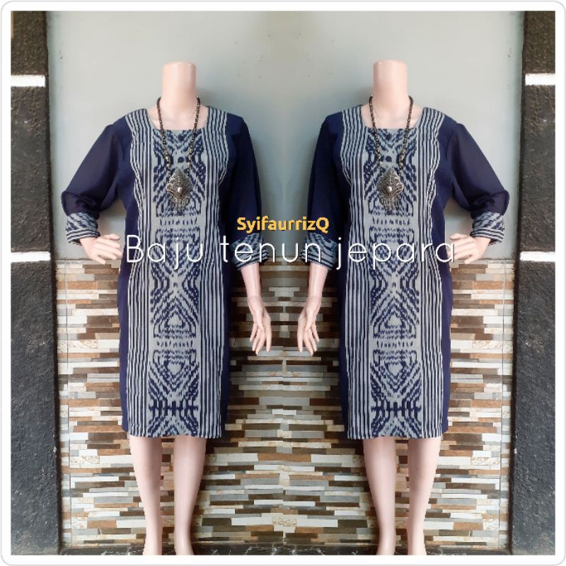 dress tenun motif kalimantan baju tenun jepara DTB120