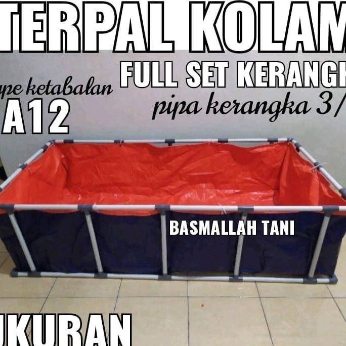 full set terpal kolam ikan 150x50x50 A12 fullset beserta kerangkanya