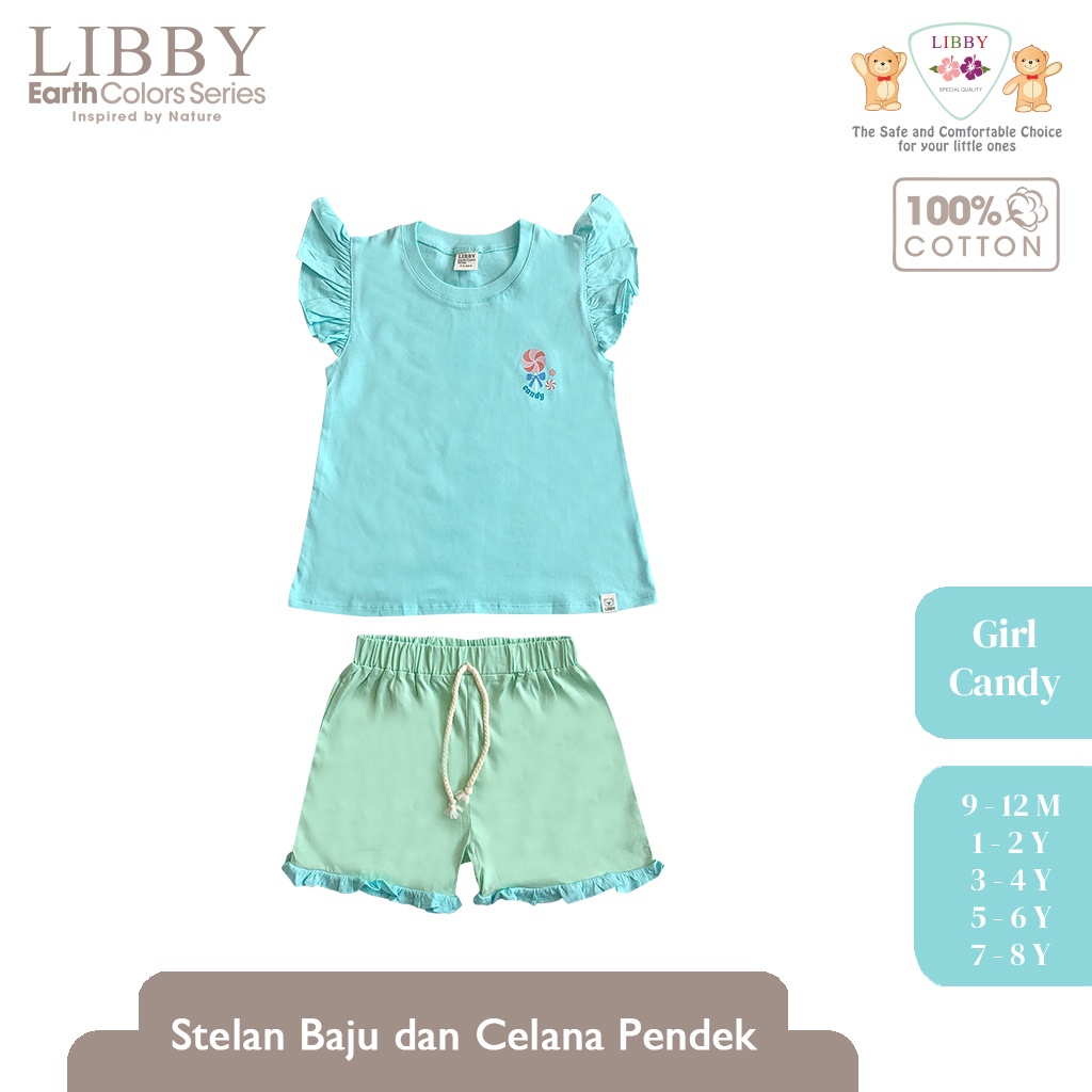 Baju Bayi Stelan Anak Perempuan Set Oblong Pendek-Celana Pendek LIBBY Earth Niji Series GIRL (1 STEL)