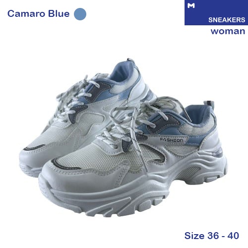 Sneakers CAMARO BLUE Sepatu Wanita tinggi Terbaru Harga Murah Import Diskon Biru Putih Blue White