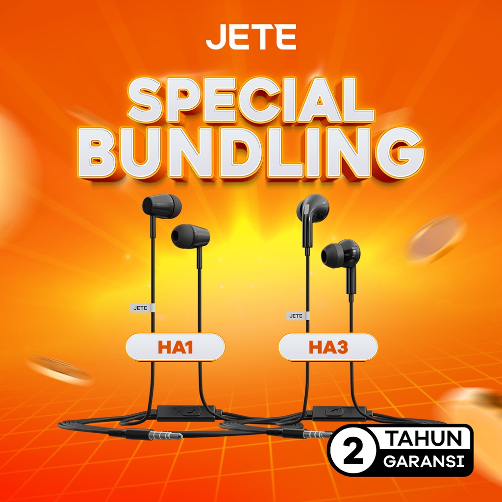 Bundling Earphone JETE HA1 + Earphone JETE HA3 - Garansi 2 Tahun