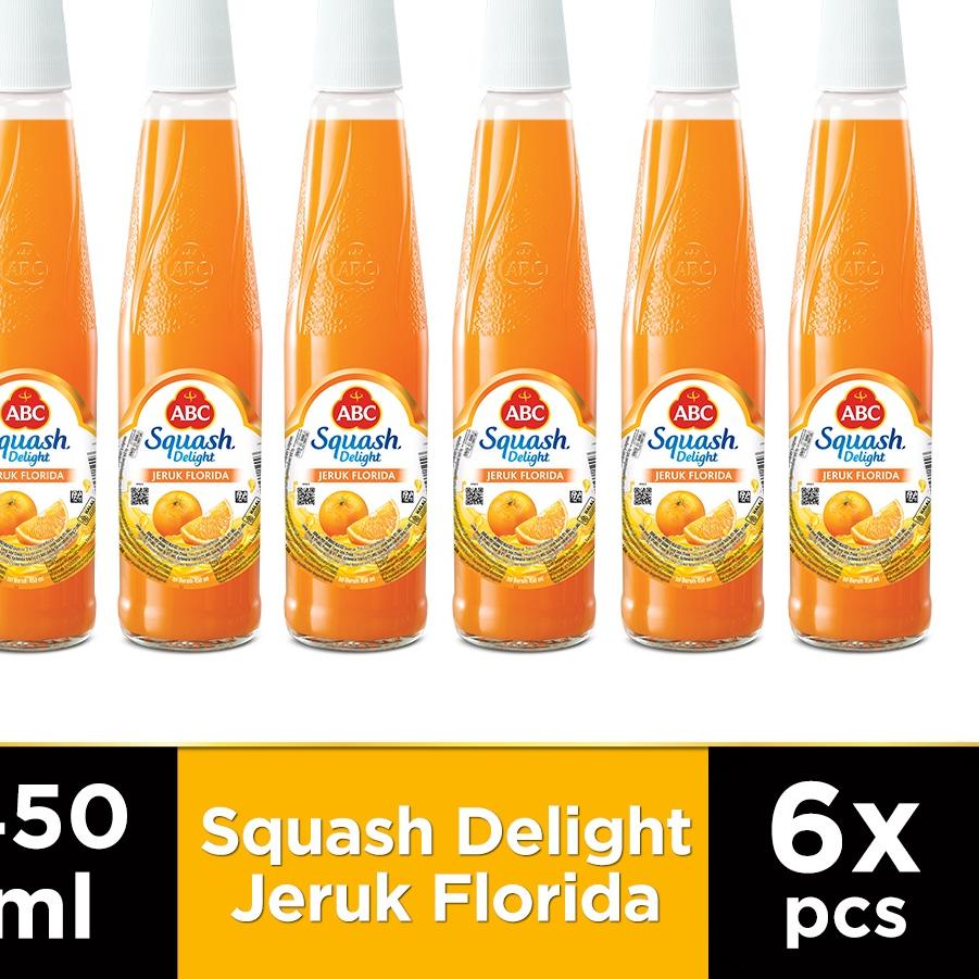 

☻ ABC Sirup Squash Delight Jeruk Florida 450 ml - Multi Pack 6 pcs ➺
