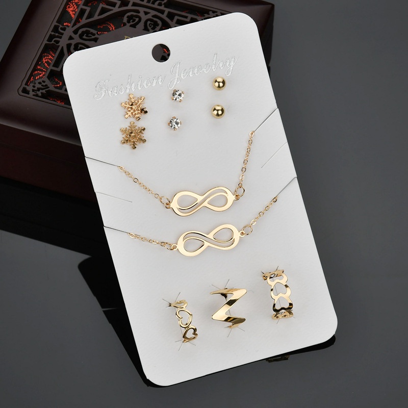 Kalung Simbol Infinite | Anting Bentuk Snowflake | Gelang Delapan | 8pcs / Set Buku Literatur Dalam Bahasa Mandarin | Aksesoris Wanita | Sendok Garpu Bahan Stainless Steel