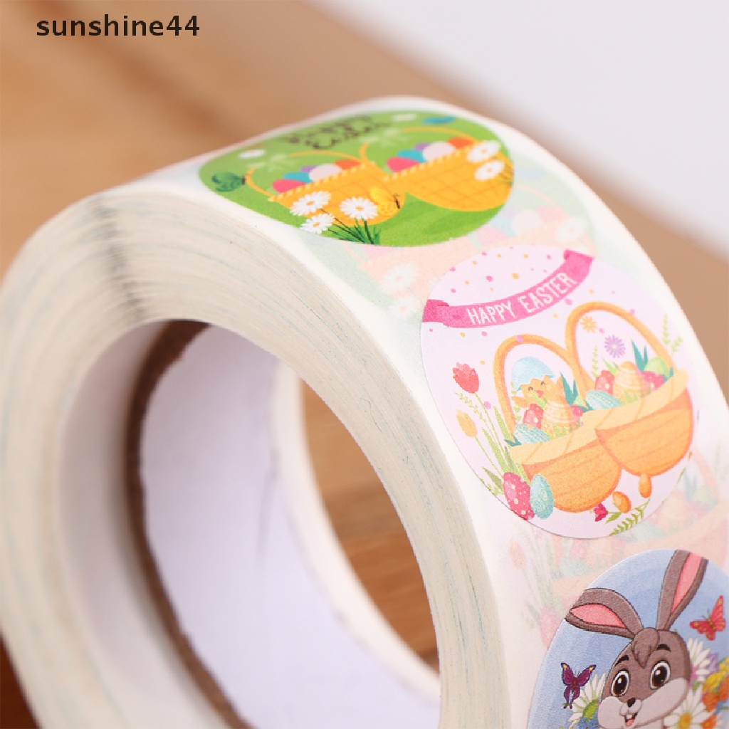 Sunshine 500Pcs/Roll 2.5cm Paskah Stiker Anak Happy Easter Bunny Kartun Sealing Labels ID