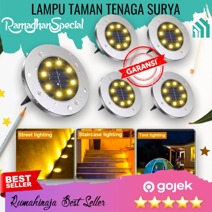 Lampu Tanam Taman Solar Tenaga Surya Outdoor 8 LED Waterproof - White