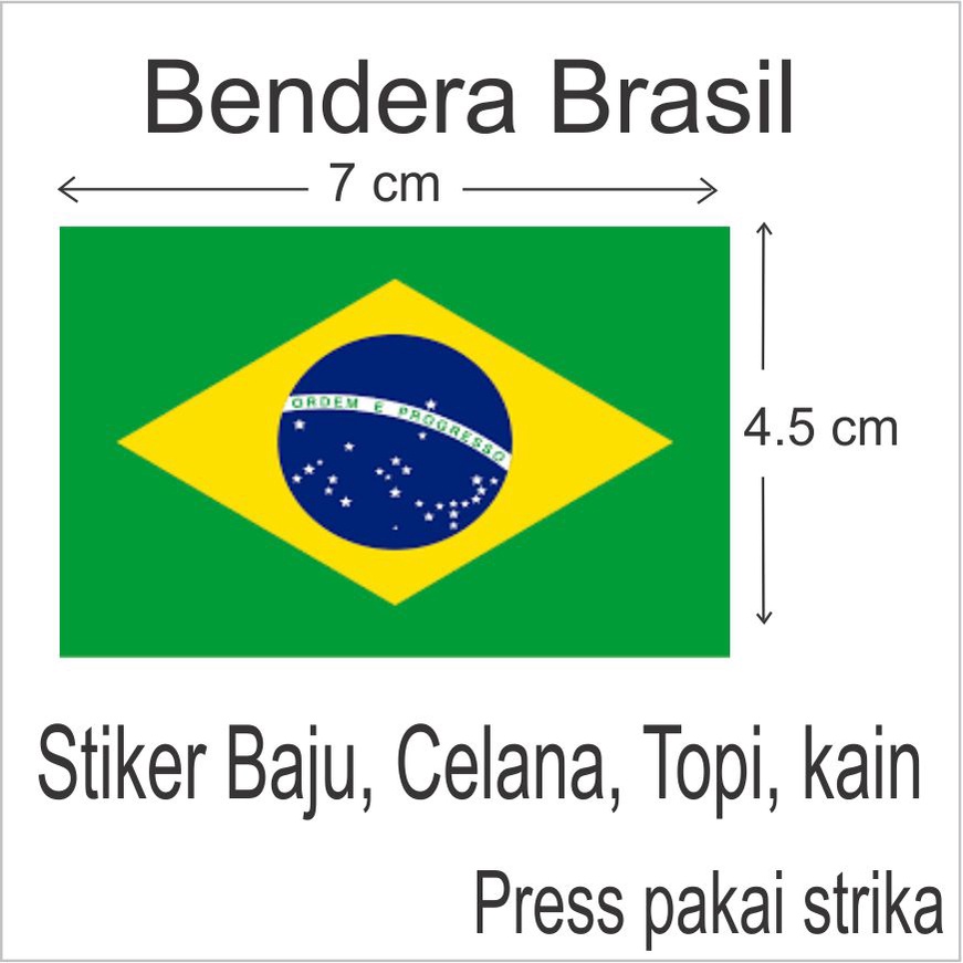 Emblem baju tempel Label Print Bendera Brasil