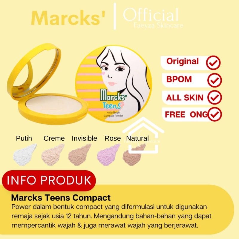 PROMO Bedak MARCKS TEENS Powder Compact  Full Size/Refill