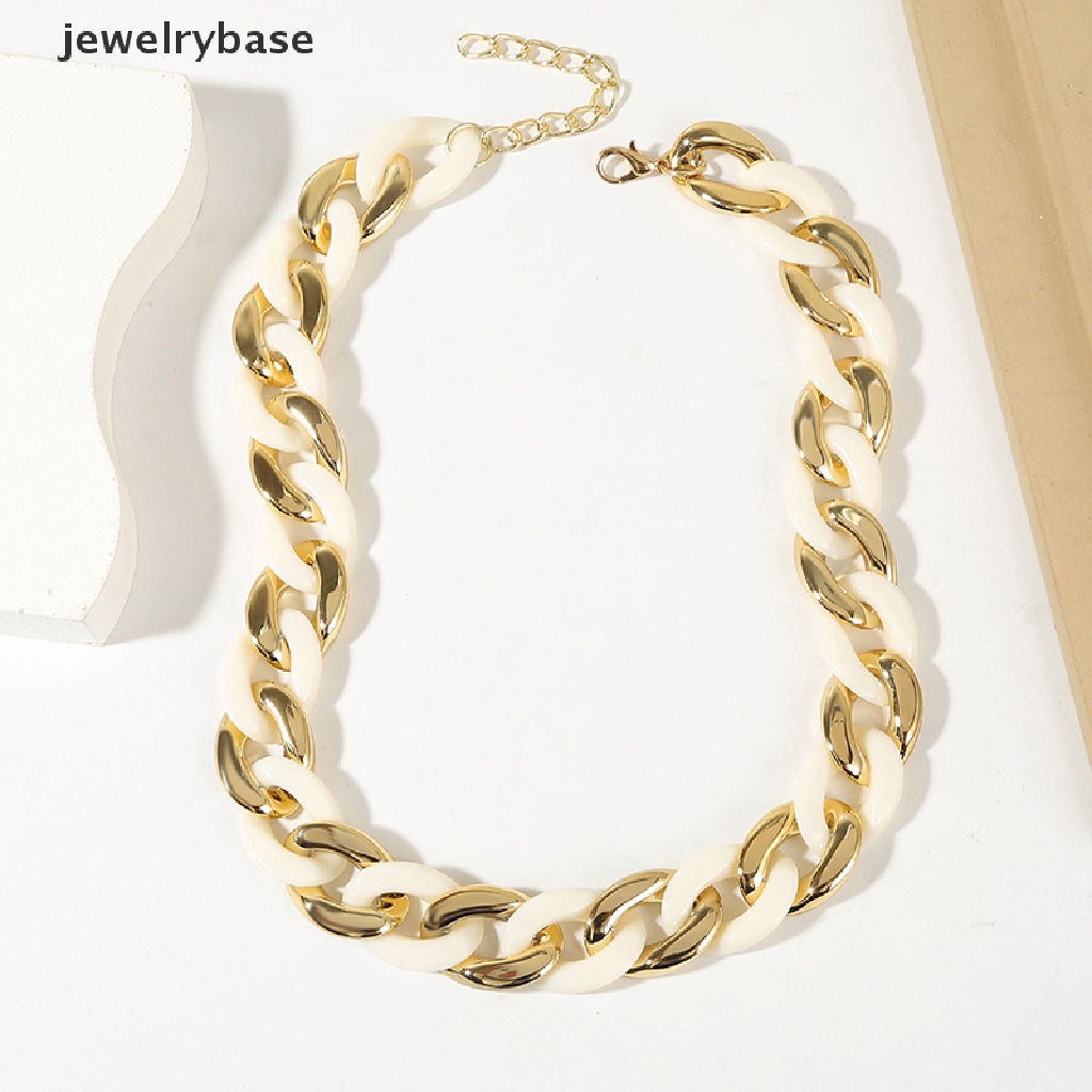 [jewelrybase] Akrilik Besar Chunky Tebal Choker Kalung Resin Kalung Perhiasan Retro Gaya Hip Hop Warna Tidak Luntur Resin Akrilik Kalung Ins Gaya Y2K Kalung Butik