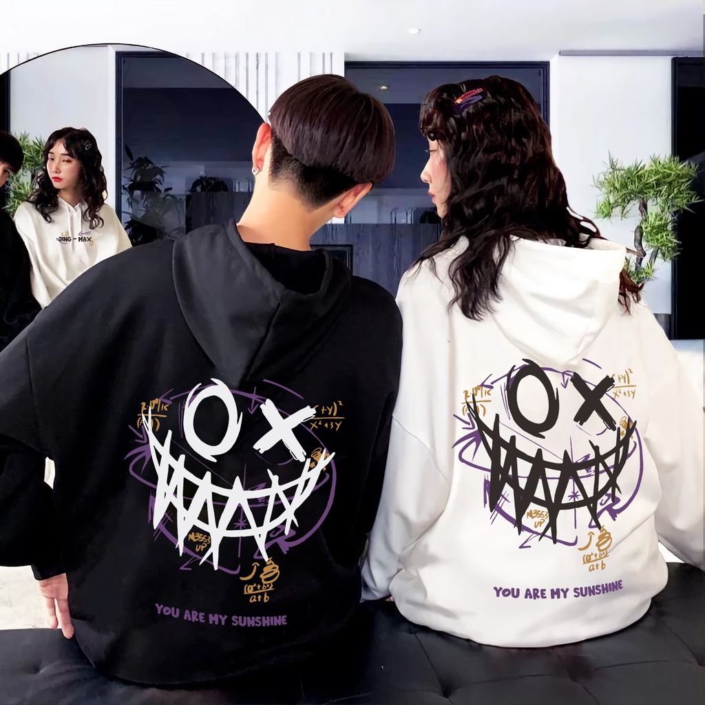 Hoodie Couple Pria Wanita You are My Sunshine Hip Hop Hoodie Gambar Setan Sweter Antik Pasangan Musim Gugur Musim Dingin Mode Atasan Serbaguna Kaus Gotik Pakaian Harajuku Y2k Korea