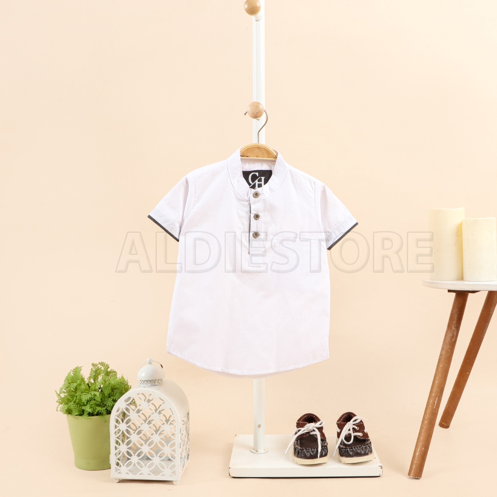 Baju Koko Anak Laki-Laki Balita Umur 1-5 Tahun Putih Polos Koko Zidane Series Pakaian Muslim Anak