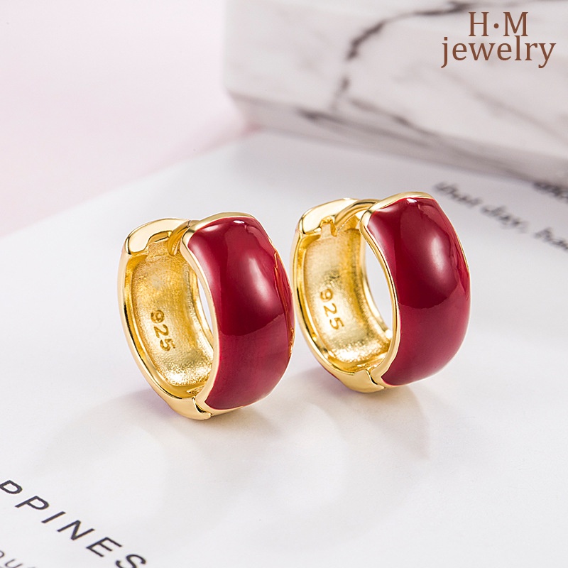 Retro Drip Glazed Ear Clip Light Desain Mewah Sense Earrings2023Anting Baru