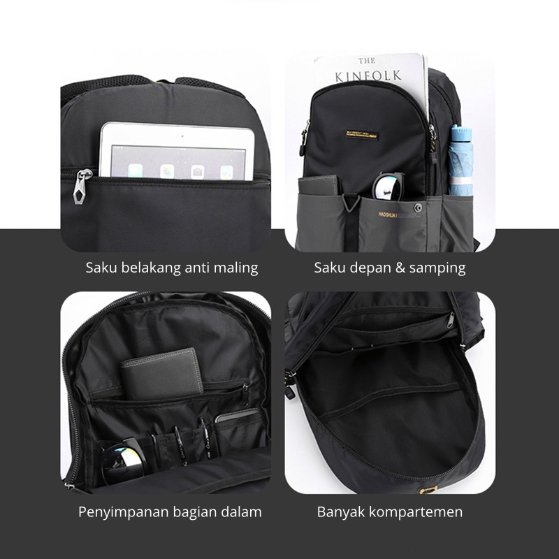 Highland Tas Ransel Pria Daily Backpack Tas Punggung Kasual Sekolah Kuliah Kerja Traveliing Waterproof TR305