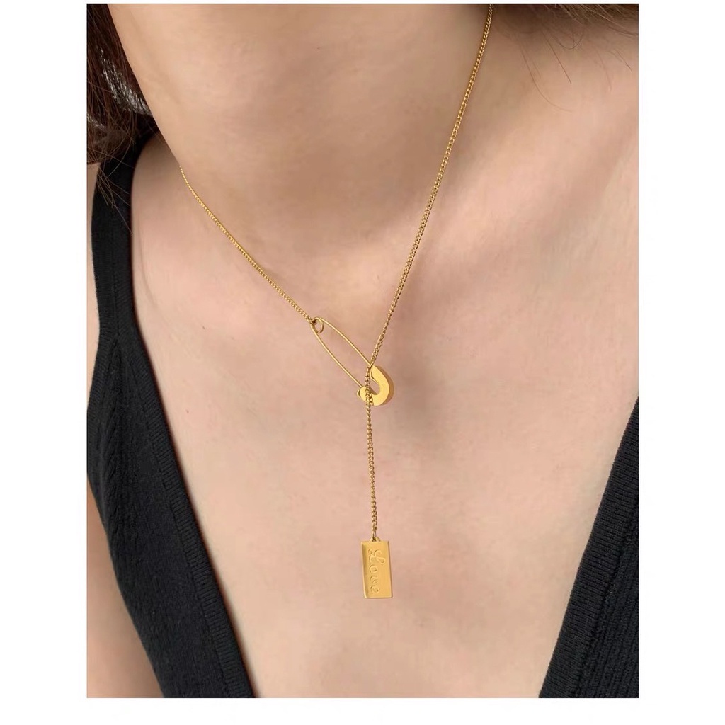 2022 Kalung Bahan Stainless Steel 18K Gold Gaya Korea Untuk Wanita