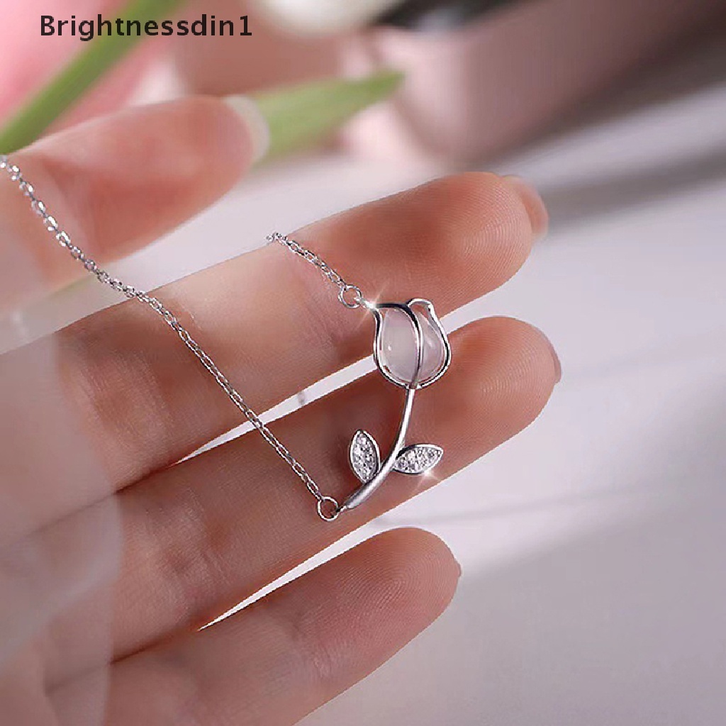 [Brightnessdin1] Korea Bunga Mawar Liontin Kalung Untuk Wanita Vintage Boho Resin Berlian Imitasi Rantai Kalung Glamour Choker Kerah Pesta Hadiah Butik