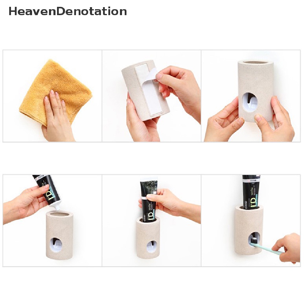 [HeavenDenotation] Wheat Straw Dispenser Pasta Otomatis Tabung Putih Rolling Tooth Paste Press Modern Squeeze Hiasan Dinding Odol Pemeras HDV