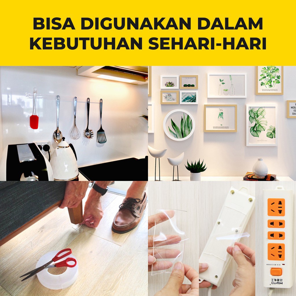 Double Tape Bening Super Kuat Double Tape Nano Tape Ivy Grip Selotip Isolasi Multifungsi Tape Isolasi Selotip 2 Sisi Kuat Tahan Air