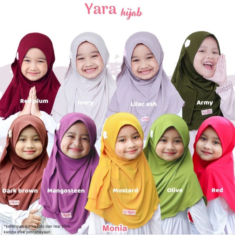 Best Seller Yara Hijab by Monia Hijab Kids size M (3-5th) | Jilbab anak instant terlaris