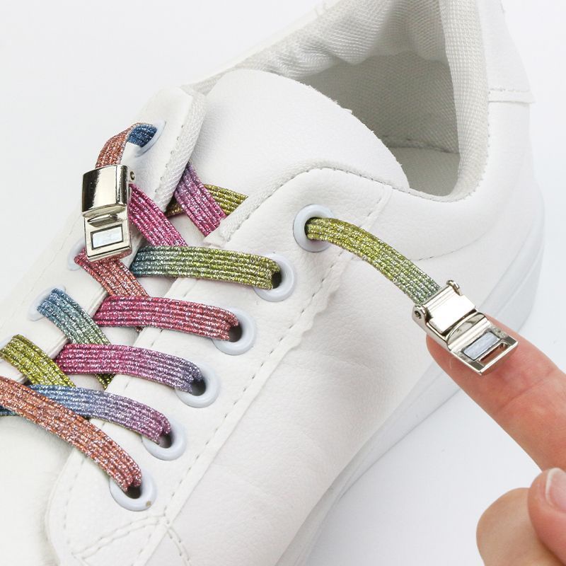 2pcs Tali Sepatu Magnet Tali Sepatu Elastis Flat Dengan Magnetic Lock Shoelace Magnetic Simple Lazy