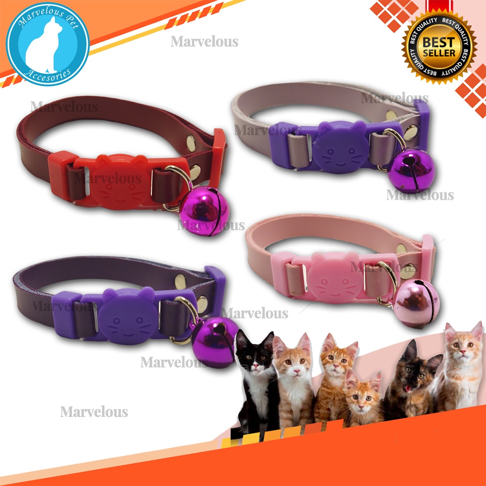 Kalung Kucing Lucu Bahan Kulit Sintetis Lonceng isi 2 / Aksesoris Kucing Murah / Kalung Kucing Murah