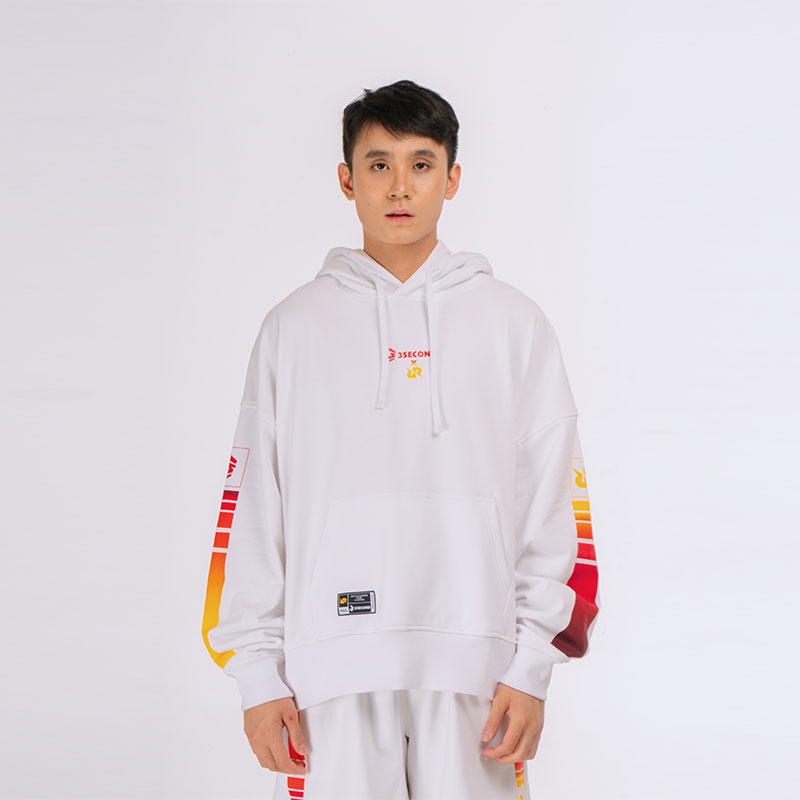 3Second x RRQ Original Jaket Hoodie Oversize Cotton French Terry Graphic Pria Putih 111122