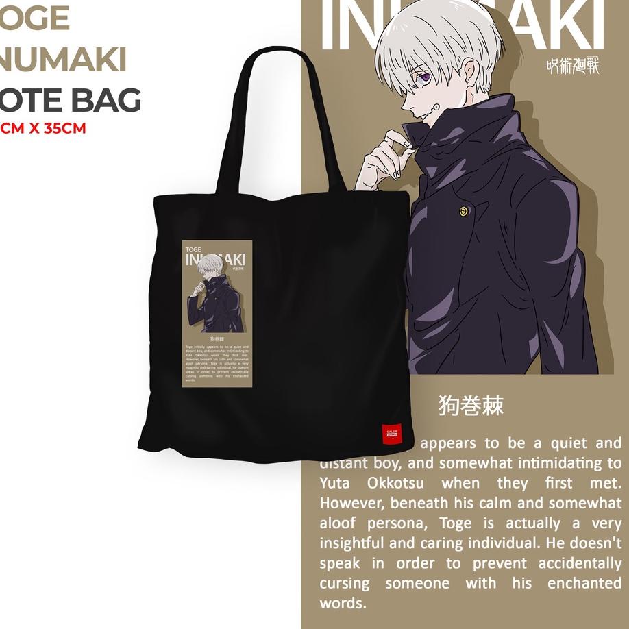 ❀ TERLARIS TOTE BAG KANVAS JUJUTSU KAISEN TOGE INUMAKI GOJO SATORU ANIME SUKUNA ➭