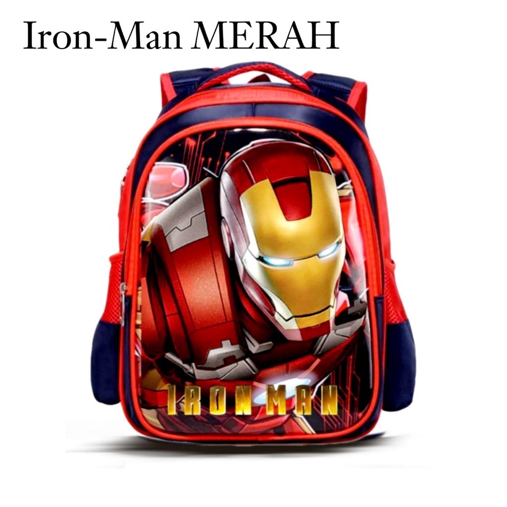 TERBARU RANSEL ANAK IRONMAN UKURAN 38X13X26 CM - TAS SEKOLAH TK-SD RANSEL ANAK LAKI-LAKI KARAKTER TAS MARVEL SUPERHERO IMPORT 3D EMBOSS BAHAN DINIR 300