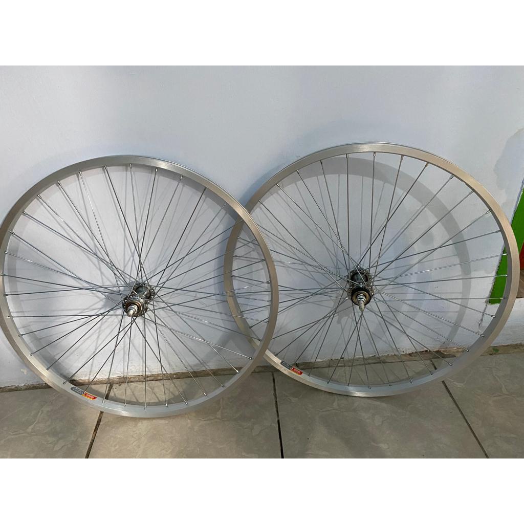 Wheelset Velg Araya 26 MTB Federal Original set Silver Wheel set rakitan sudah setelan ruji 26 x 1.50 1.75 2.10 1.95 1.90 V brake Cakram Depan dan belakang siap pakai