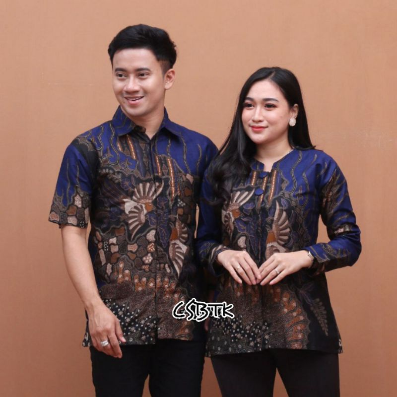 COUPLE BATIK FASHION ATASAN KERJA MANUK NAVY