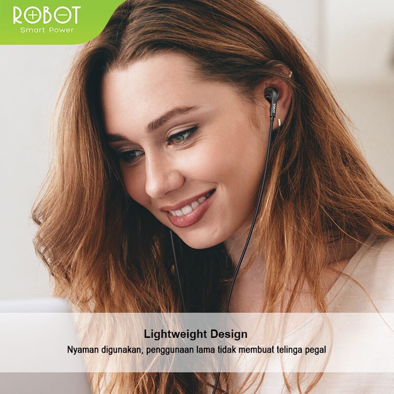 C_   ROBOT RE602 / headset handsfree earphone ROBOT RE602 deep BASS with MIC ORIGINAL