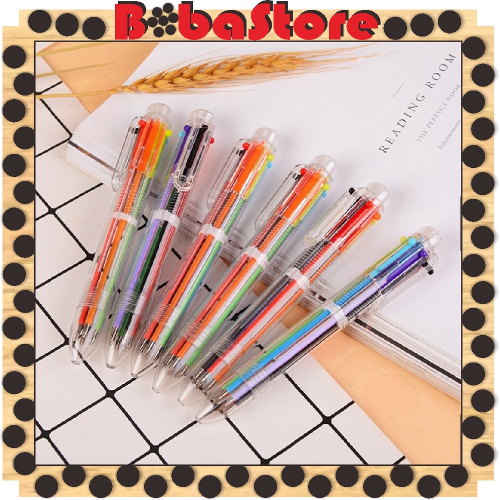 

⭐Bobastore⭐ 6 warna pulpen Ball Pen / Pulpen / Pena- Pulpen 6 Warna Transparan Pena Ballpont Pen Six-in-One S048