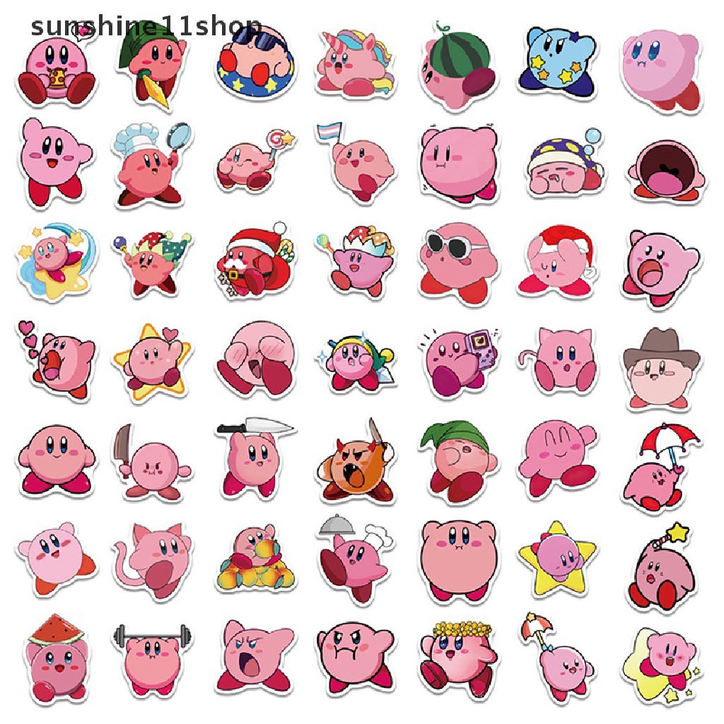 Sho 50Pcs Kartun Kirby Stiker Laptop Gitar Skateboard Tahan Air Decals N