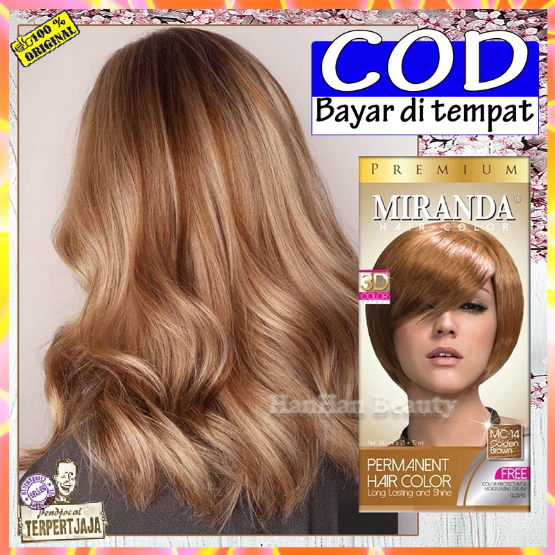 Cat Rambut Warna Natural Alami Miranda Premium Hair Color 60ml MC-14 Golden Brown Pewarna Rambut Per