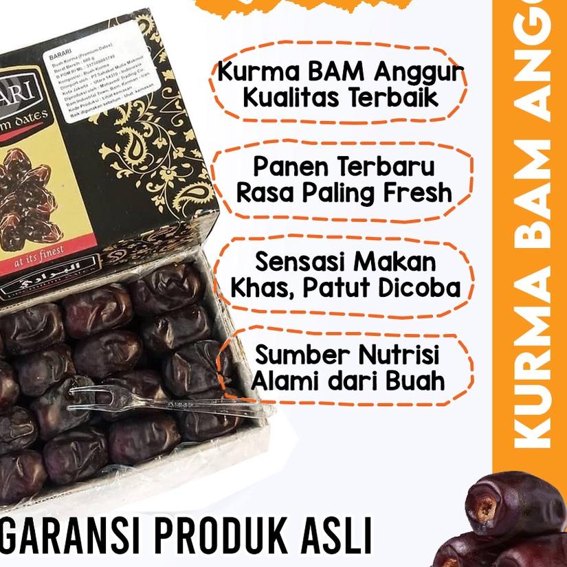 

☇ Kurma BAM BARARI Anggur Premium Black Diamond Daging Tebal Iran Empuk MPASI Busui Nabeez Mesir Bergizi ✭