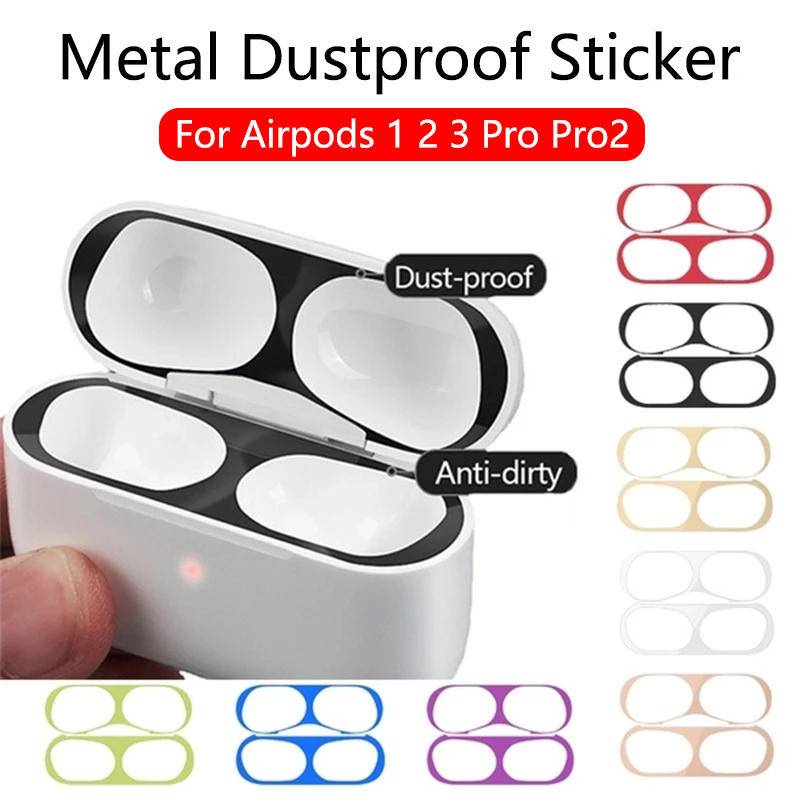 Untuk Apple Airpods Pro 2kotak Pengisian Earphone Tahan Debu Stiker Anti Debu Waterproof Metal Pelindung Debu Stiker Untuk Airpods3 2 1