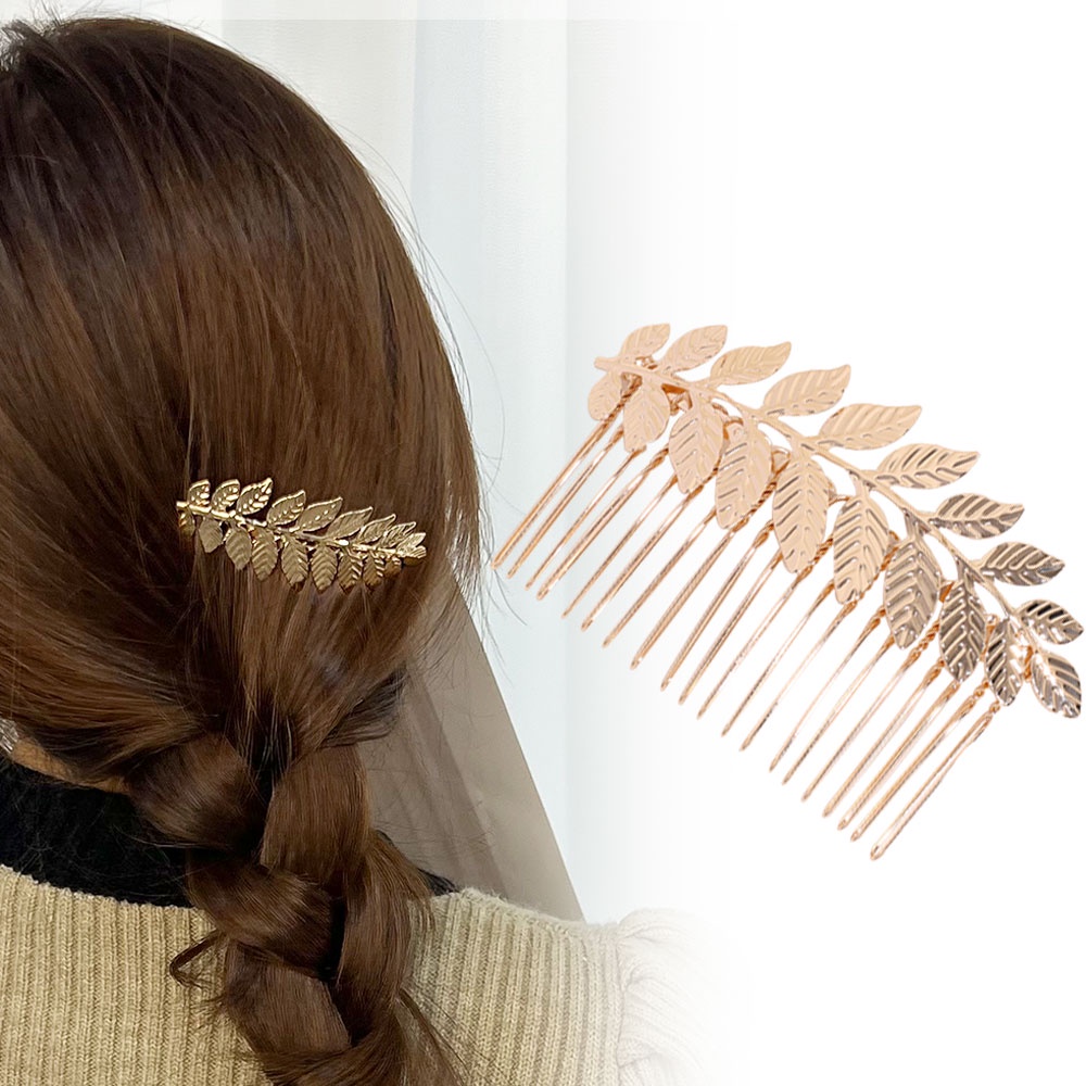 1pc Logam Aksesoris Rambut Pernikahan Fashion Daun Bunga Sisir Rambut Styling Alat Pernikahan Bridesmaid Hair Comb Untuk Wanita Dan Anak Perempuan