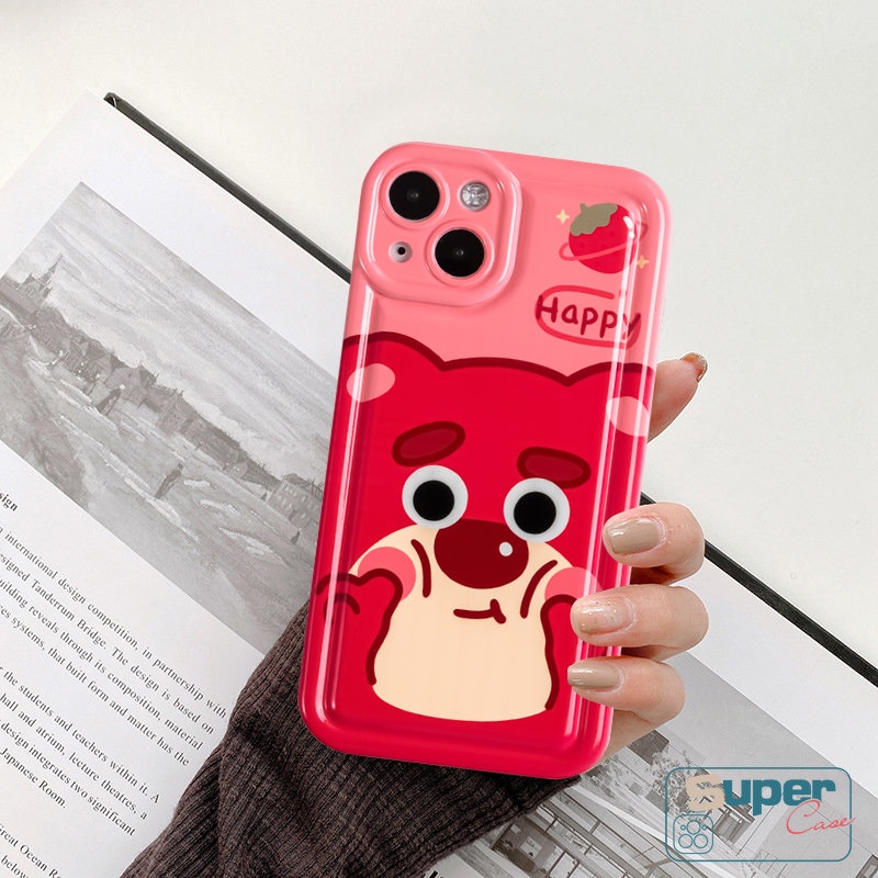 Pasangan Ponsel Cover Kompatibel Untuk iPhone 7Plus 13 11 14 12 Pro Max XR X 6s 76 8 Plus XS Max SE 2020 Kartun Toy-Story Alien Beruang Strawberry Lucu Manyo Airbag Soft TPU Case