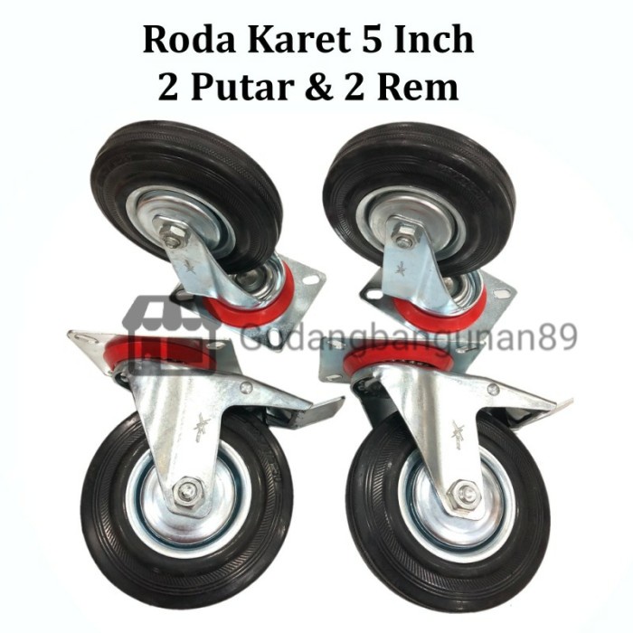 Roda Troli Trolley Etalase Karet Xanders Hitam 5 In Set Rem Putar