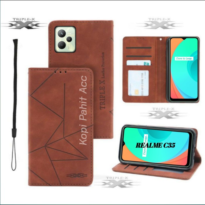 Case Realme C35 Flip Cover Wallet Leather Case Sarung kulit Magnet Case Dompet