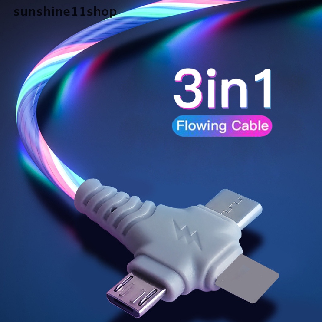 IPHONE Sho Kabel 3in1 Micro USB Type C Untuk Iphone13 12 11 Huawei Samsung led lighg N