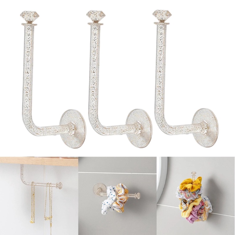 Hook Kristal Transparan Multifungsi/Hair Ring Hair Hoop Jewelry Gantungan Benda Kecil/Rak Finishing Dinding Free Punch
