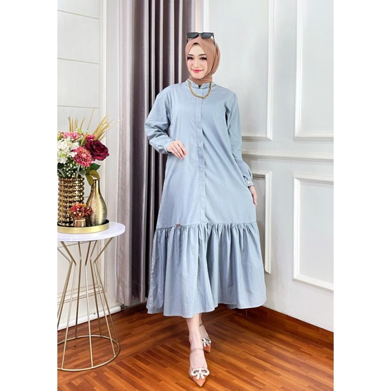 ZURA DRESS MIDI ABU MUDA,KAIN KATUN POPLIN PREMIUMM