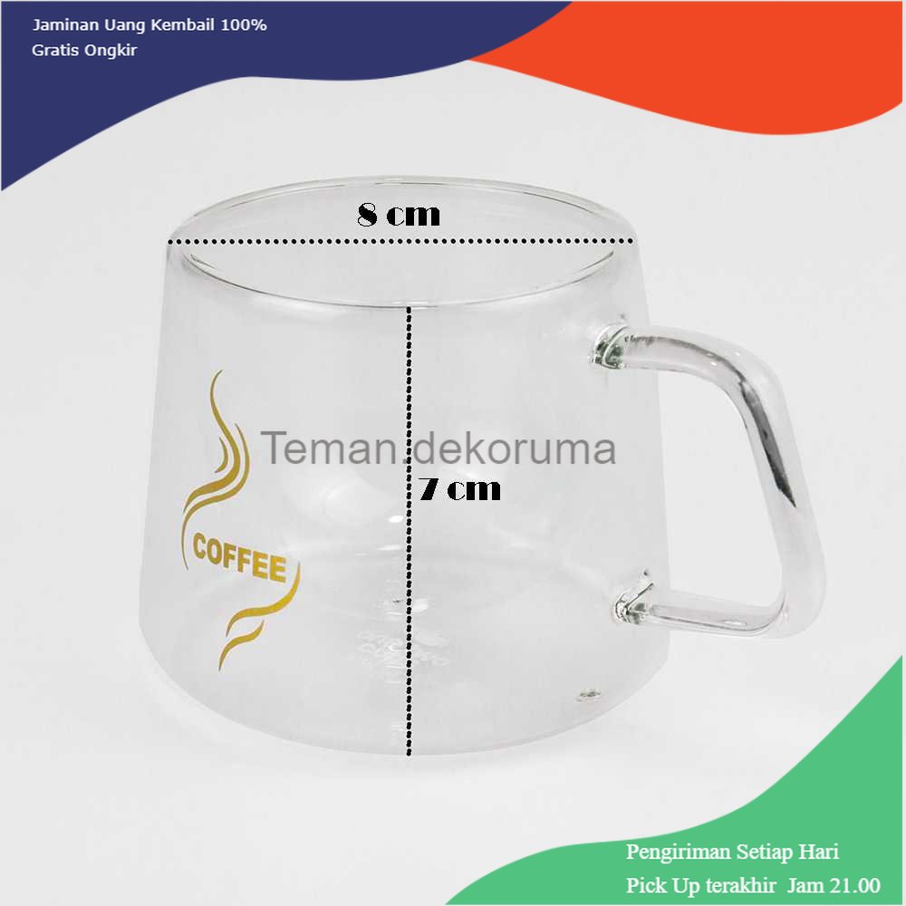 TD - GLS One Two Cups Cangkir Kopi Anti Panas Doublewall Glass 200ml - DOME240