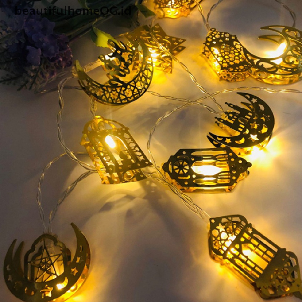 // Beautifulhomeog.id// Hiasan Ramadhan Bulan Bintang Lampu String Led Dekorasi EID Mubarak Untuk Rumah **