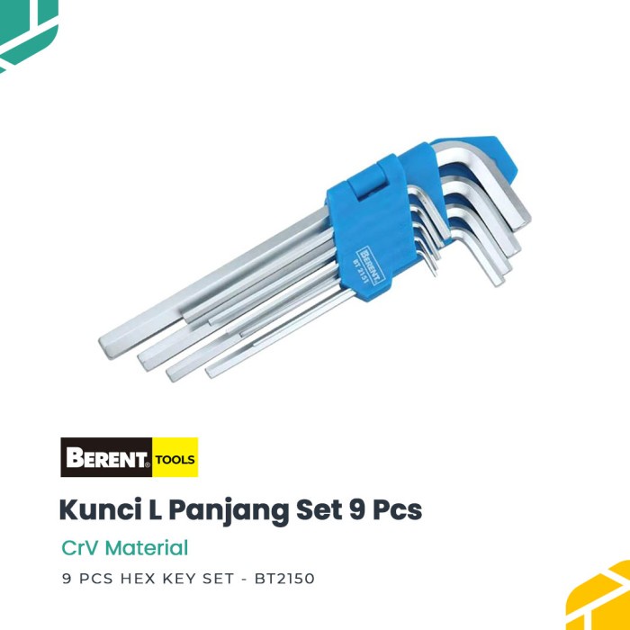 Terlaris ✨ -BERENT Kunci L Set Panjang Hex Key 9 Pcs Long BT2150- 2.2.23