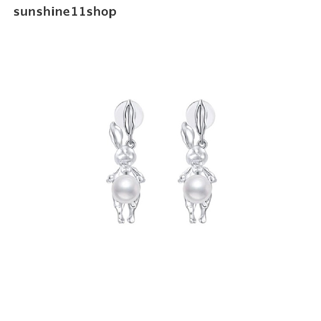 Sho Kartun Logam Kelinci Mutiara Stud Anting Untuk Wanita Kreatif Menyenangkan Romantis Manis Pesona Anting Aesthetic Fashion Perhiasan Baru N