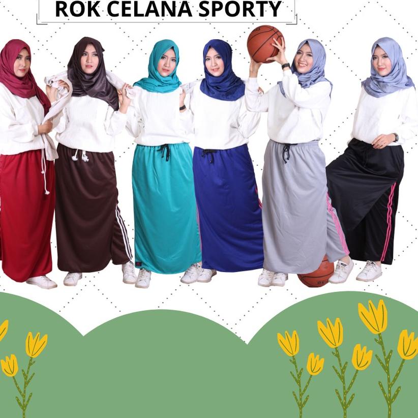 ➦ Pakaian Olahraga Muslimah | Celana Olahraga Muslimah | Training Senam | Rok Celana  SPORTY ✭