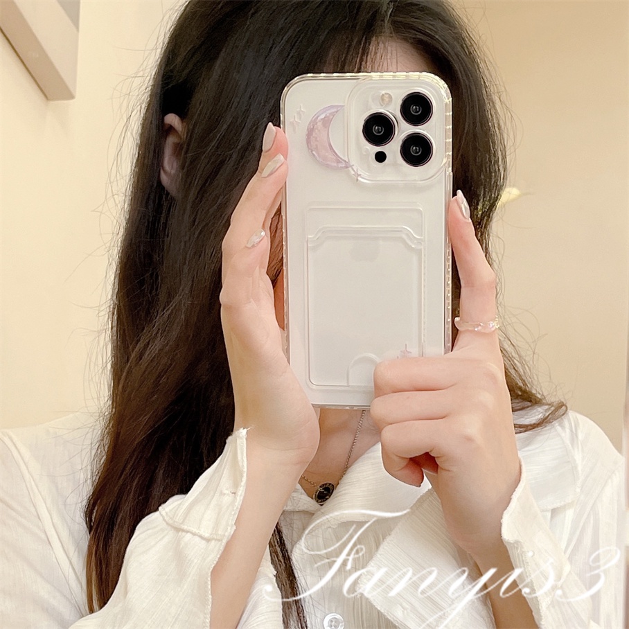 Redmi A1 Plus 10C 10A 10 9A 9C 9 9T Note 11s 10s 9s 11 10 9 8 Pro Poco X3 NFC X3Pro Mi 11 12 Lite 11T Pro Moon Butterfly Planet Card Holder Casing Ponsel TPU Bening Soft Cover